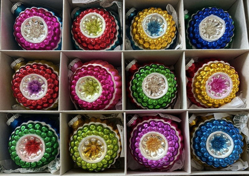 Radko 12 JUMBO ROYALE RIPPLES BUMPY DOUBLE INDENTS XMAS Ornaments 3.5" NEW#2 box