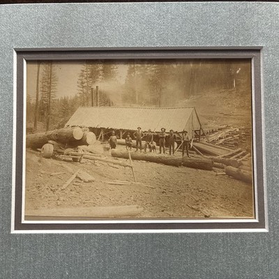 Antique Photograph On Board Logger camp cabinet card logging washington oregon