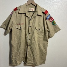 Boy Scouts Uniform Shirt BSA Vintage Insignia Sewn Patches USA Mens Small