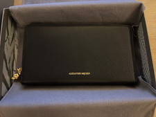 Alexander McQueen Black Leather Wallet with Skull Zipper NEW