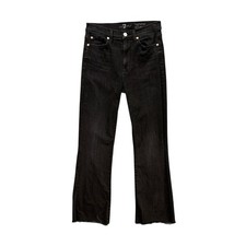 7 For All Mankind Jeans Womens 27 Faded Black High Waist Slim Kick Crop Raw Hem