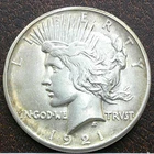 US 1921 Peace Dollar  **