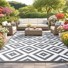 Outdoor Rug for Patios Waterproof, Reversible Large Garden Rug,