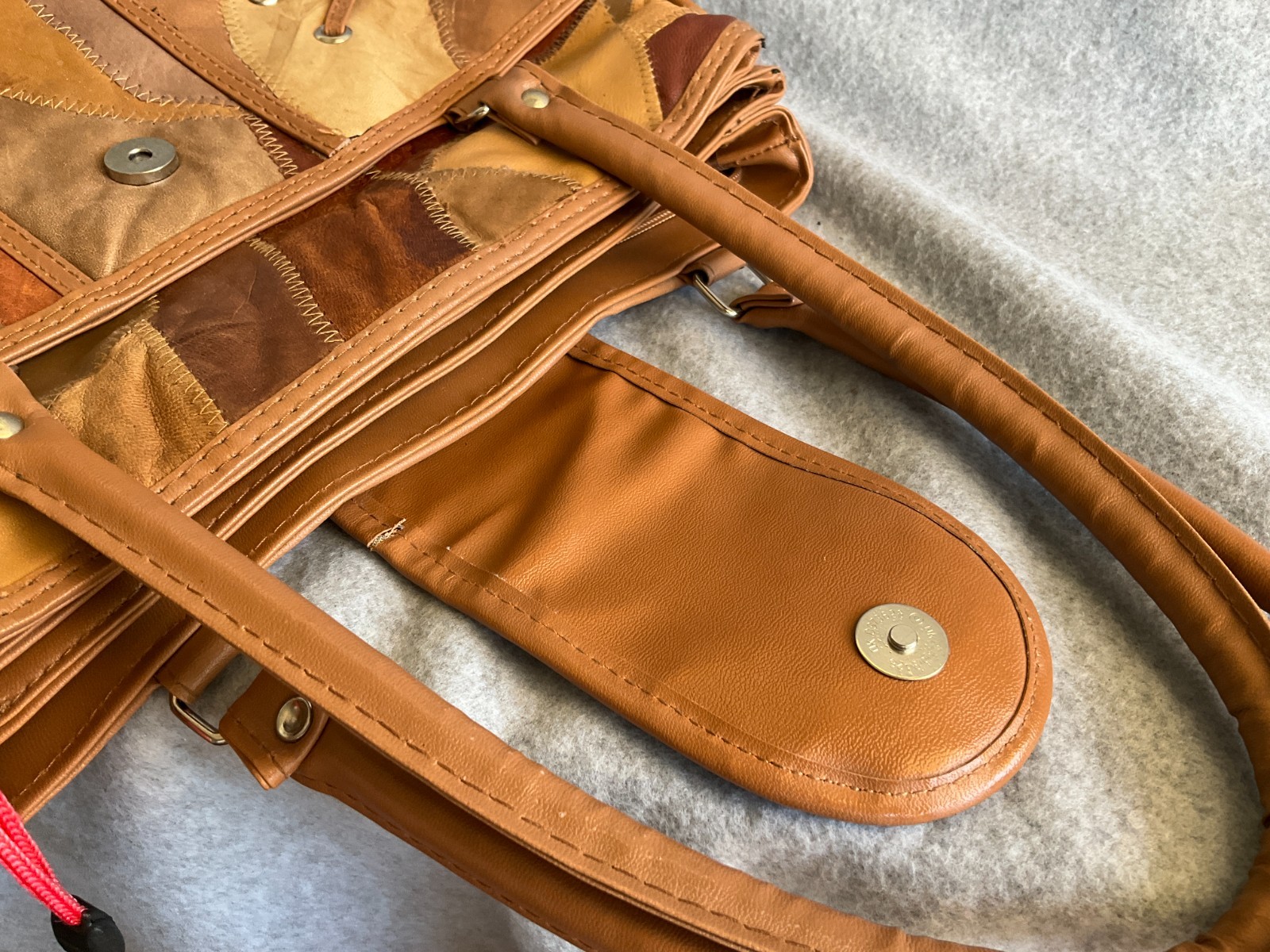 Brown Top Handle Soft Leather Patchwork Handbag M… - image 6