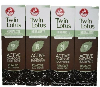4 x Twin Lotus 150g Aktivkohle Thai Kräuter Kräuter Zahnpasta