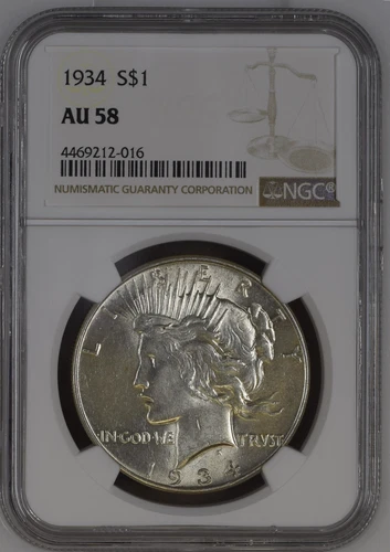 1934 NGC AU58 Peace Silver Dollar