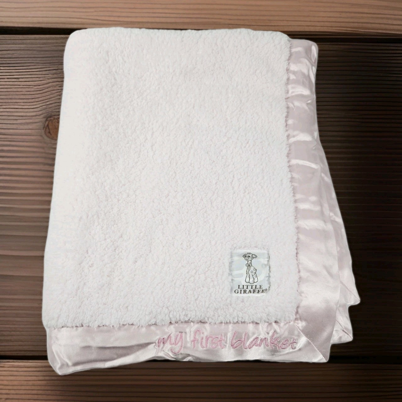 Little Giraffe Pink Baby Blanket Security Plush Satin My First Blanket Soft 