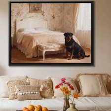 Oil Painting Rottweiler Canvas Print Dog Wall Art Bedroom Decor Vintage Artwork