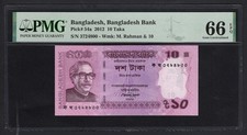 Bangladesh 10 Taka 2012 P54a Uncirculated Grade 66