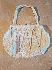 Small Beaded Purse Hand Made in Belgium Ivory Evening Purse Vintage Bag