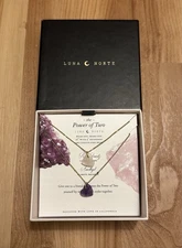 Luna Norte the Power Of Two Rose Quartz Amethyst Hearts Double Necklace Set