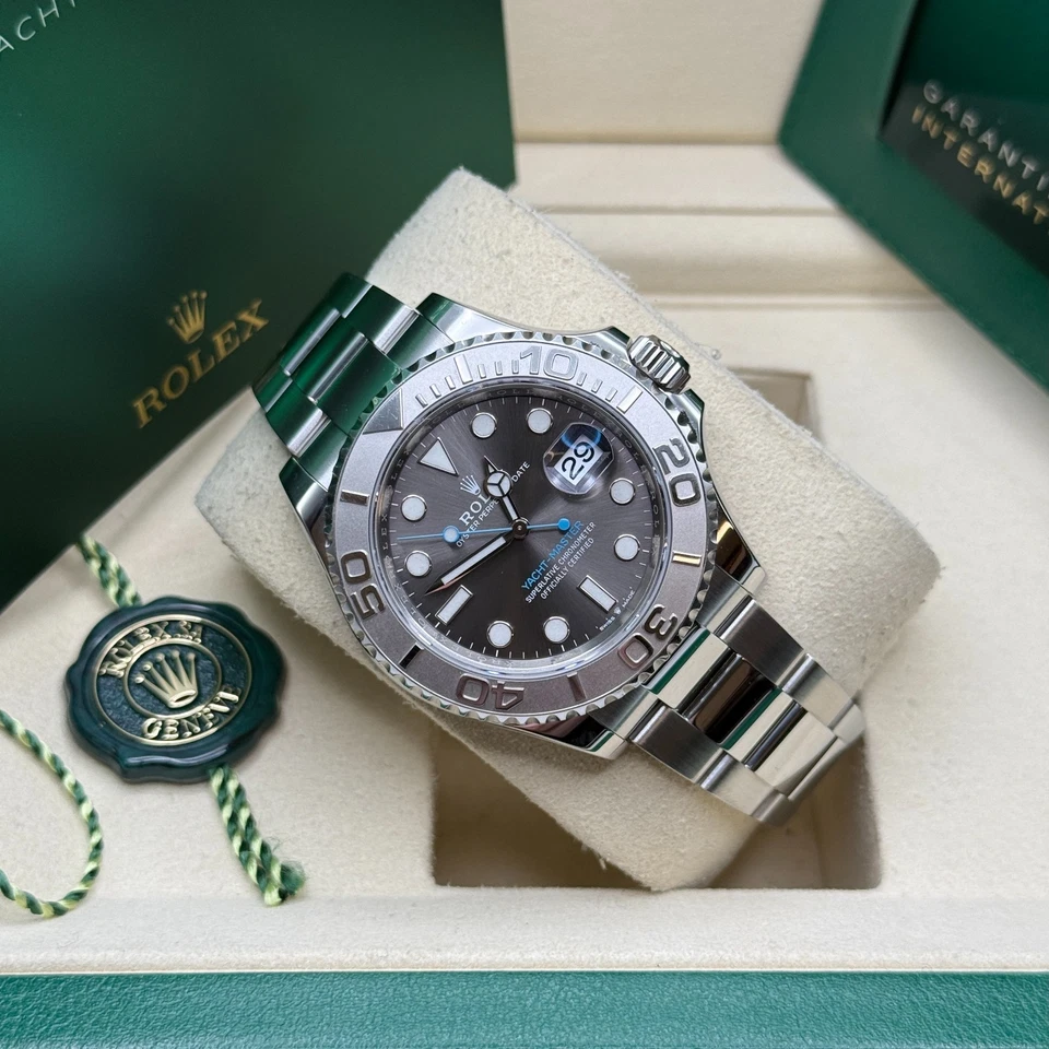 Rolex Yacht-Master 40 rodio pizarra esfera gris platino bisel pulsera Oyster Foto 4 de 4