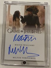 Game Thrones Dual Autograph Card Maisie Williams Arya Stark Miltos Yerolemou