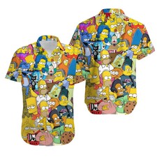 Simpson Hawaiian Button Down Shirt Unisex Adults S-5XL