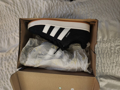 adidas Campus Low Top Lace-Up Sneakers Black/White Rubber Outsole New w/Box