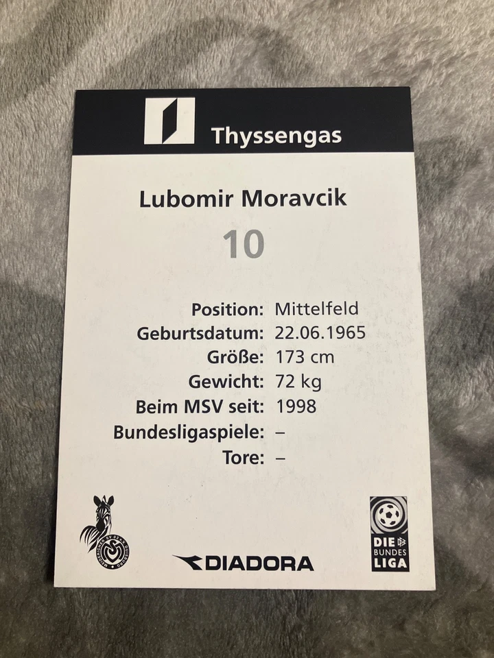 Lubomir Moravcik MSV Duisburg 1998/1999 Autogrammkarte Satzkarte selten RARITÄT - Bild 2 von 2