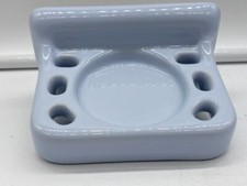 Vintage Toothbrush and Cup Holder Light Blue Ceramic Tile In Mount Bathroom