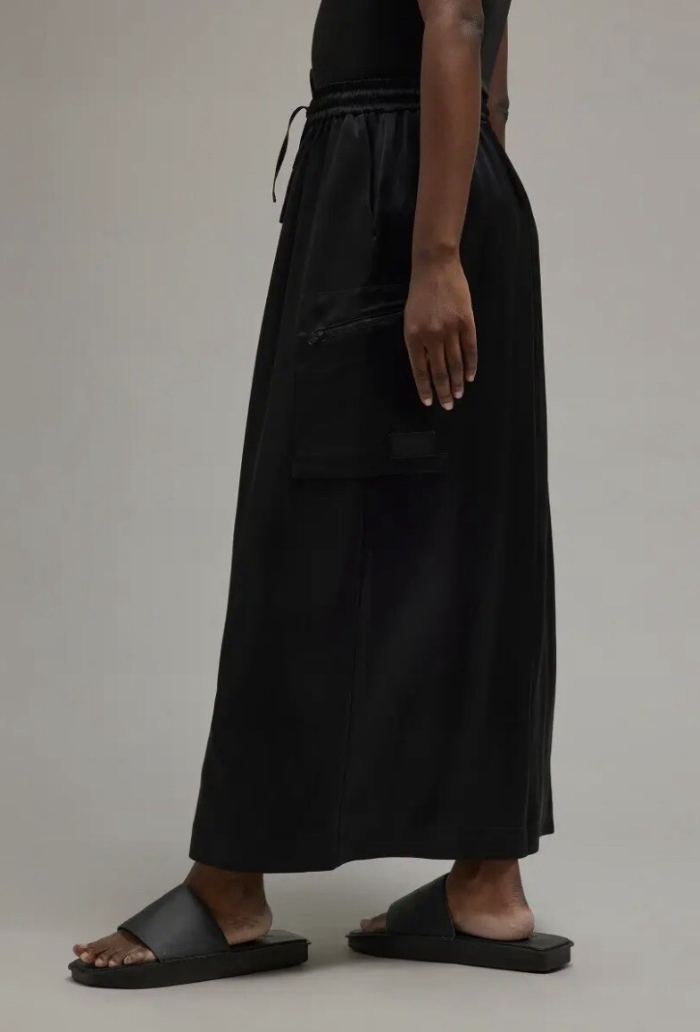 NEW Adidas Y-3 Tech Black Silk Maxi Skirt Yohji Yamamoto
