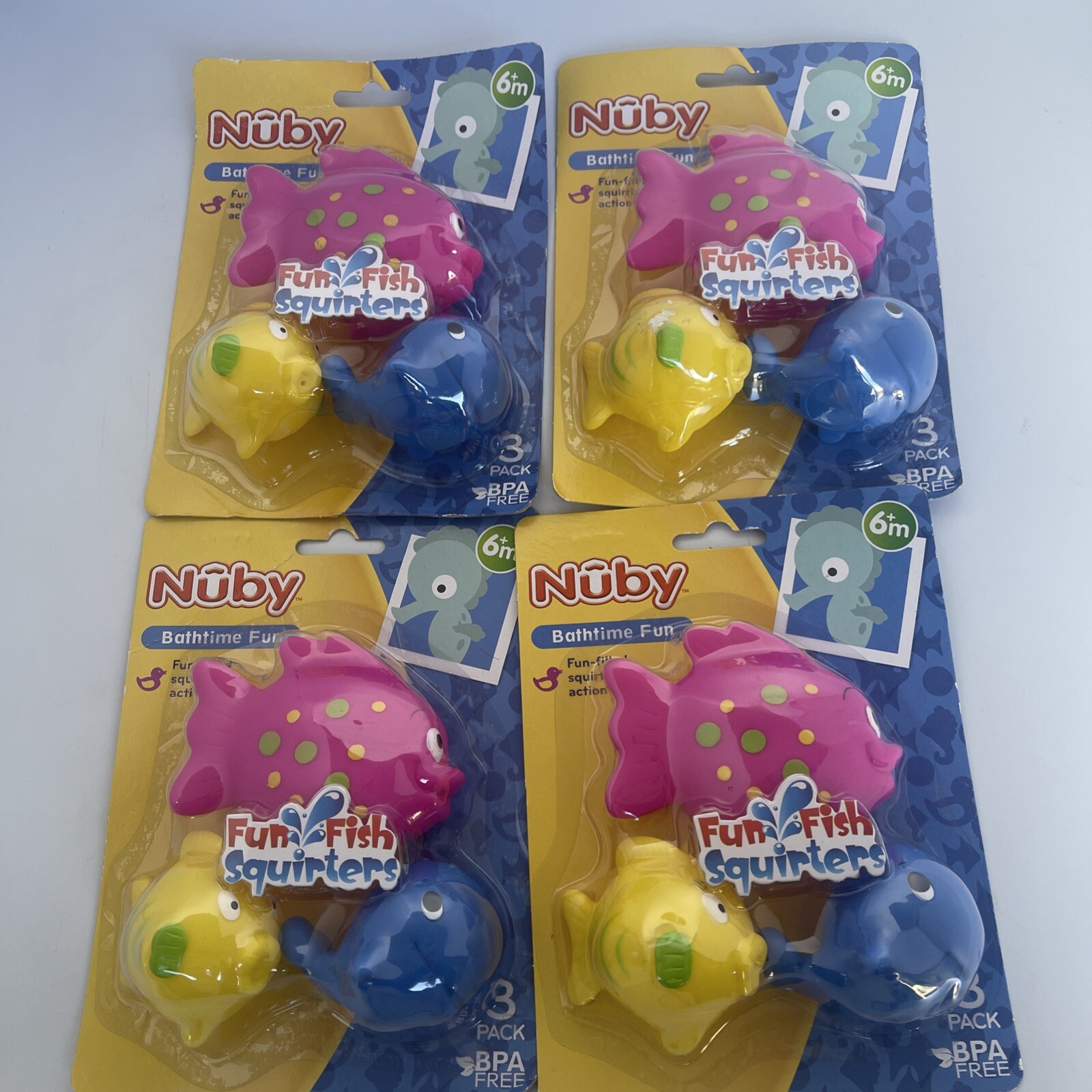4 Nuby BPA Free 6m+ Bath Time Fun Three Pack Fish Squirters 