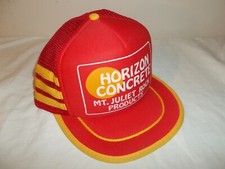 Vtg HORIZON CONCRETE MT JULIET ROCK PRODUCTS 3-STRIPE MESH TRUCKER SNAPBACK HAT
