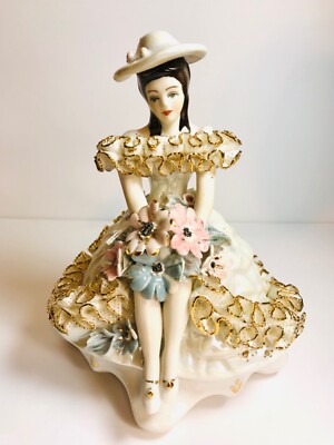 Rare Roceram Romania Handmade Figurine Statuette Girl Porcelain Alba Iiulia 8 
