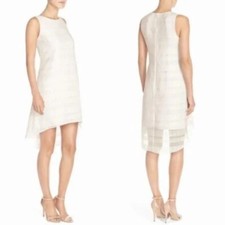 Vince Camuto Dress Size 14 White Organza High Low Sleeveless Back Zip Lined New