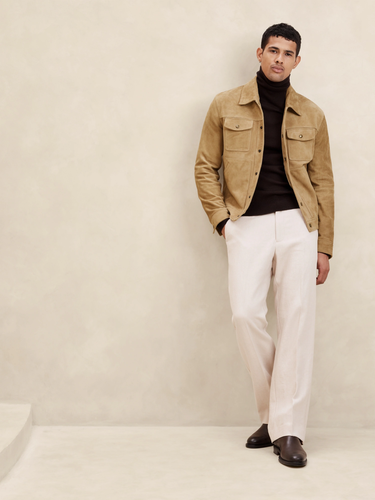 Banana Republic Suede Trucker Jacket ~ Men's Small 500.00 557821 Carmel Brown - Picture 8 of 10