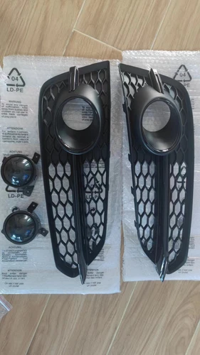 Black Front Fog Grill Grille Light Cover Trim 2pcs For Audi D4PA A8 S8 2015-2017 - Picture 10 of 10