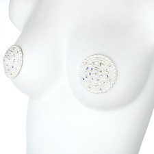 Round Chest Stickers Women Pearl Breast Stickers Adult Rhinestone Nipple Covers