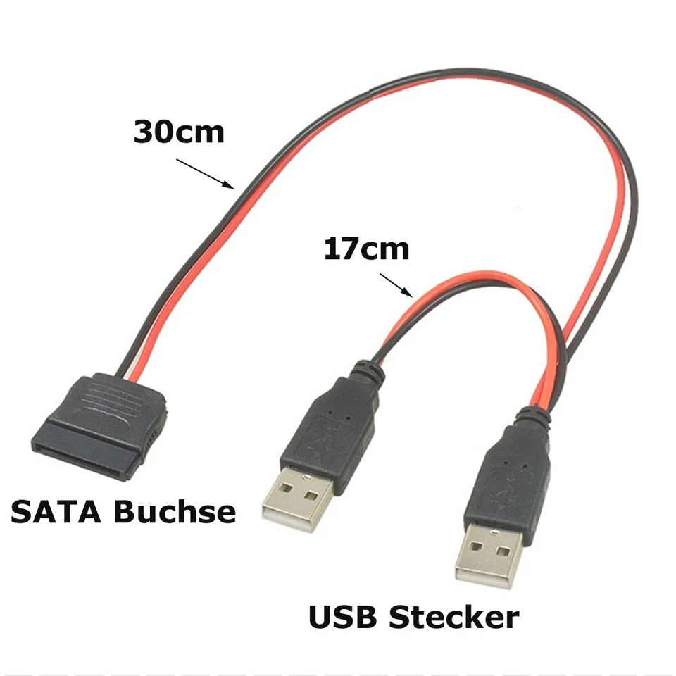 D59 USB Stecker zu USB SATA 15pin Stromkabel Adapter Festplatte Kabel für PC SSD - Bild 4 von 4