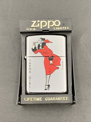 Zippo Lighter 1935 Varga Girl In Red- Very Good Cond In The Box Rare HTF 1995 