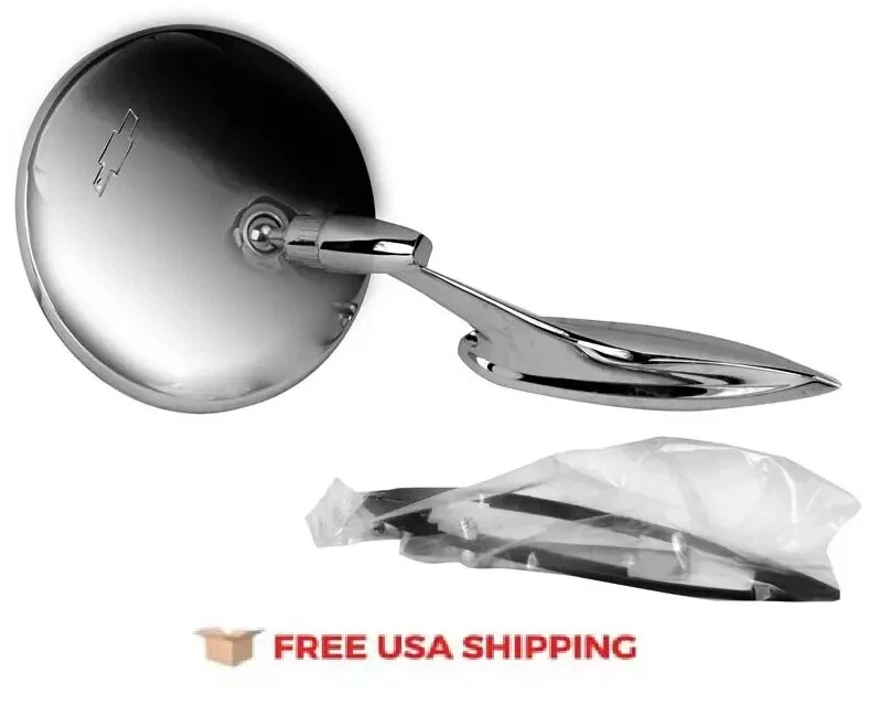 Fits 1963-1965 Chevy Corvair Round Bowtie Teardrop Mirror Fits Various GM Models - Image 2 of 4