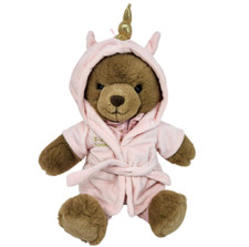 FAO SCHWARZ BROWN TEDDY BEAR PINK UNICORN ROBE 12" STUFFED ANIMAL PLUSH TOY 2021