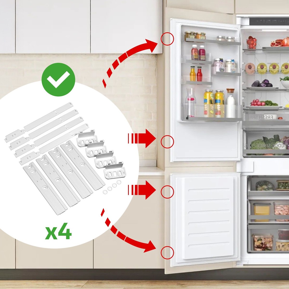 Soporte De Montaje De Plástico Para Puerta De Frigorífico Y Congelador Integrado, Kit Dlizante De Fijación Para Accorios De Conector De Puerta De Riel Dlizante De Refrigerador - AliExprs