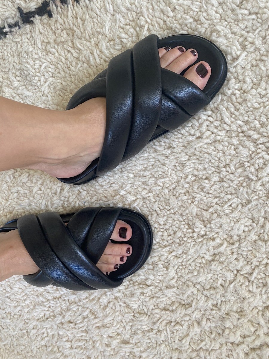 ANINE BING Lizzie leather cross-strap slides 39/6 | eBay