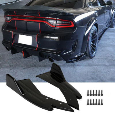 #ad #ad Glossy Black for Dodge Charger Rear Bumper Side Diffuser Splitter Canards $24.93