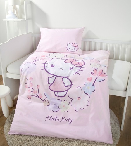 Herding Renforcé Wende Bettwäsche 2 tlg. 100x135cm Hello Kitty Rosa Blumen RV - Bild 3 von 8
