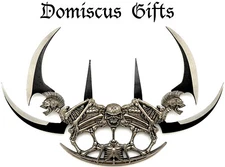 12" New SKELETON Gothic FANTASY 4 Blade KNIFE Grim Reaper Wall Mount Collectible