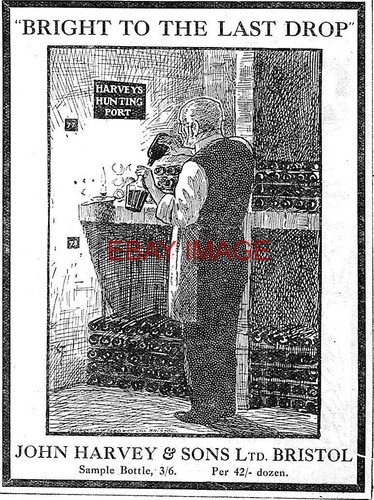 WW1 Advert John Harvey & Sons 'HUNTING PORT' Original Small 1916 Print Ad 734/04