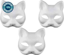 Cat Mask, 3PCS Therian Masks White Cat Masks Blank DIY Halloween Mask Animal NEW