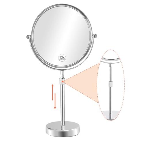 21 Inch Tall Makeup Mirror with 10X Magnification 8 Inch Double-Sided Table - Picture 1 of 9