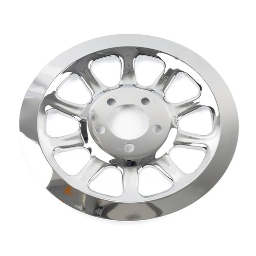 Chrome Outer Rear Pulley Cover Insert For Harley Softail Fat Boy FLST FXST 07-17 - Picture 7 of 10