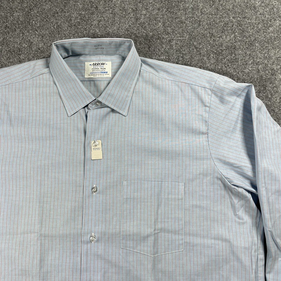 Camisa Flecha Vintage Años 60 Hombres 16 Grande Decton Paño Ancho Azul Vestido ¡NUEVA SIN EXISTENCIAS! Foto 2 de 4