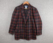 Pendleton Vintage Women's Plaid Tartan 100% Virgin Wool Blazer Jacket Usa 10 L