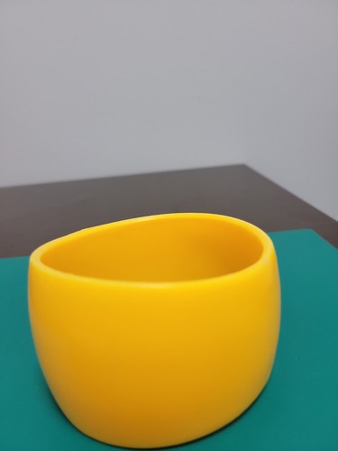 Vintage Bangle Bracelet Asymmetrical Canary Yellow Lucite Plastic Wide Chunky - Picture 4 of 14