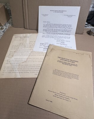 Original 1940 Selective Training and Service Bill Booklet and other Documents