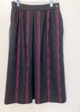 Vintage John Meyer Gray Wool Midi Modest Skirt Pink Gray Size 10