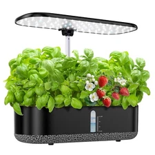 Large Hydroponics Growing System 14 Pods, Indoor Herb Garden with LED Grow Li...