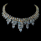 925 Sterling Silver Necklace Pear Blue Zircon Handmade Gemstone Jewelry