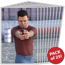 25 Paper Shooting Targets 3D Gun Range Rifle Pistol Armed Threat w/Vitals 23x35